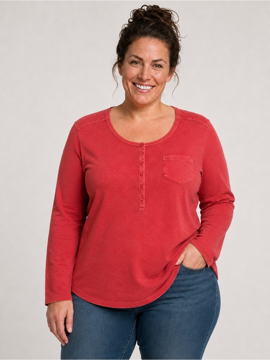 Mossimo Supply Co. Tops - Mossimo Women’s XXL Thermal Henley Top Coral 100% Cotton